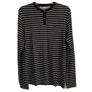 Travis Mathew Shneyderman Black and White Stripe Long Sleeve